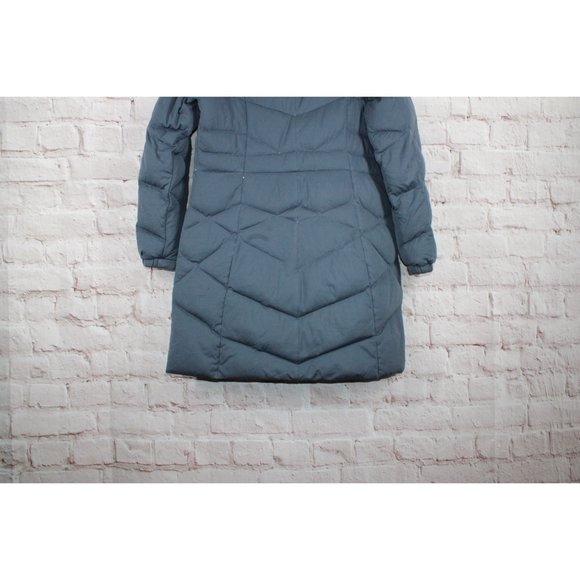 LL Bean Blue Polyester Stretch Full Zipper Down Puffer Hooded Coat M - Picture 6 of 9